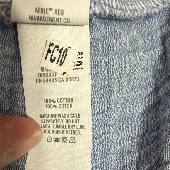 Aerie High Waist Blue Gauzy Shorts, Size XL - Picture 8 of 12